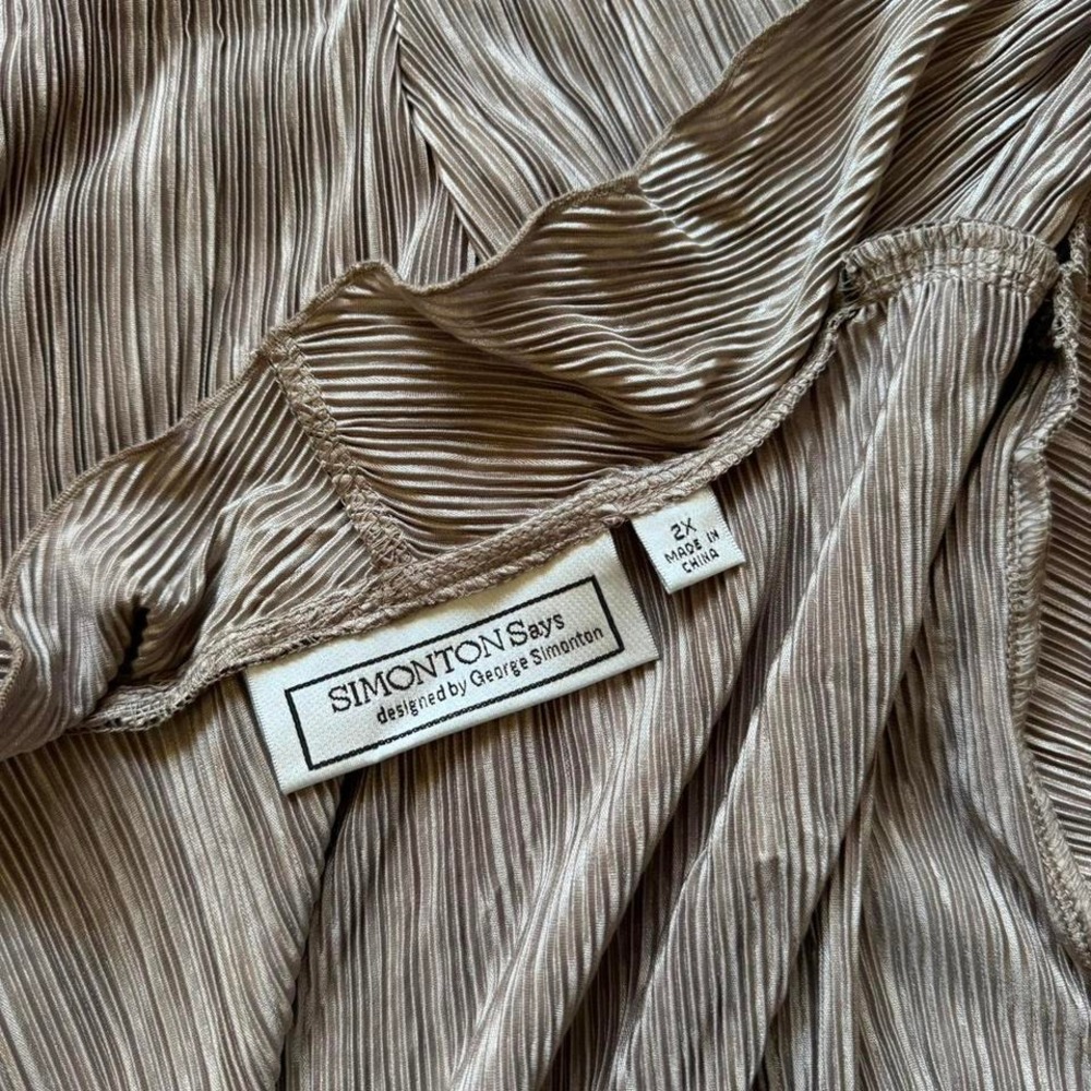 90s Two Piece Crinkle Pant Set Taupe - Picture 7 of 7